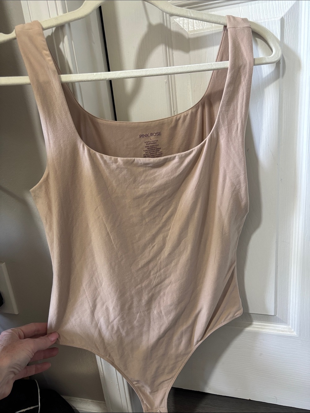 Pink Rose Women's beige Scoop Neck Bodysuit